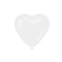 Sachet de 50 Ballons Cœur Blanc Diam 25Cm Cir 79cm -01 123DEG-8021886560107-10002258