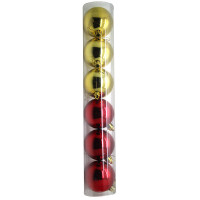 Boite Pvc de 6 Boules Brillantes Plastique 6cm Or/Rouge 123DEG-3700638212987-10022298