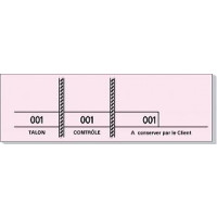 Carnet de 100 Tickets 3 Souches Numerotees 48X150Mm Rose 123DEG-3281510012036-10021086