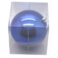 Boule Brillante Plastique 10cm en Boite Pvc Bleu 123DEG-3700638213175-10022305